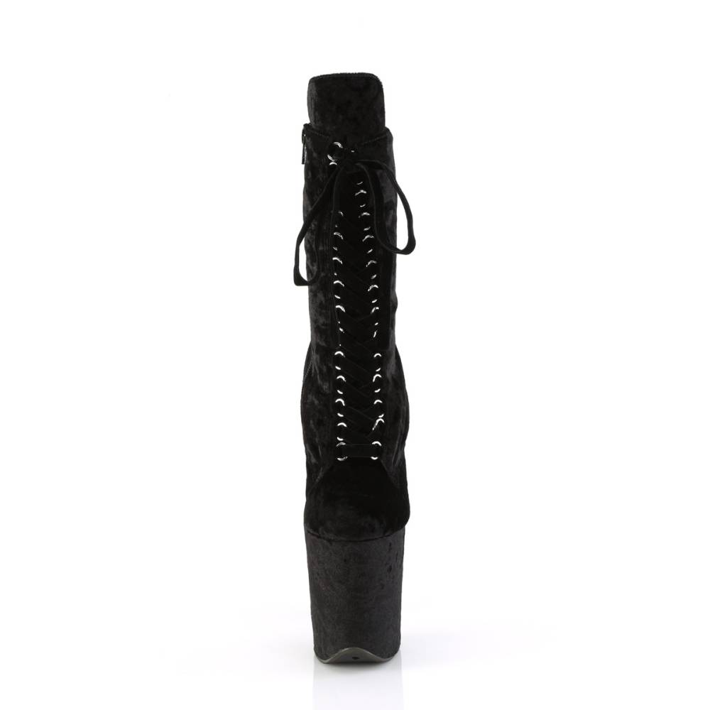 Pleaser - FLAMINGO-1045VEL Plateau Laarzen, Paaldans schoenen - Zwart